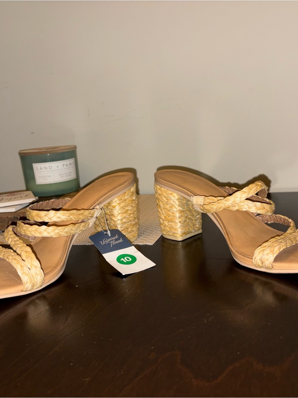 Universal Thread Braided Wedge Sandals in Tan